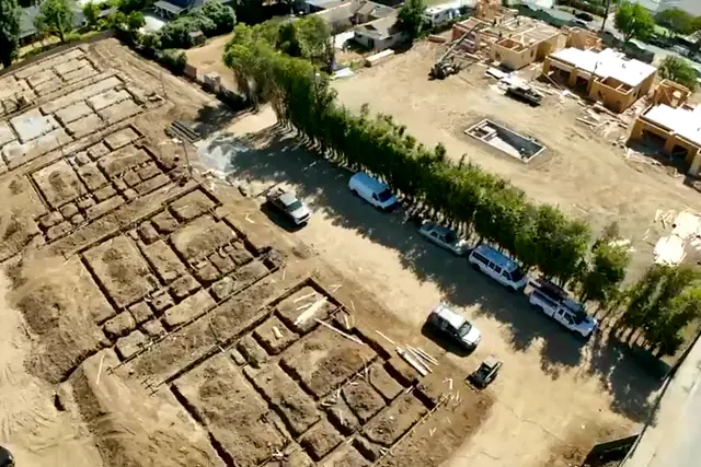Footings and foundations for a row of new SB 9 homes in Northridge