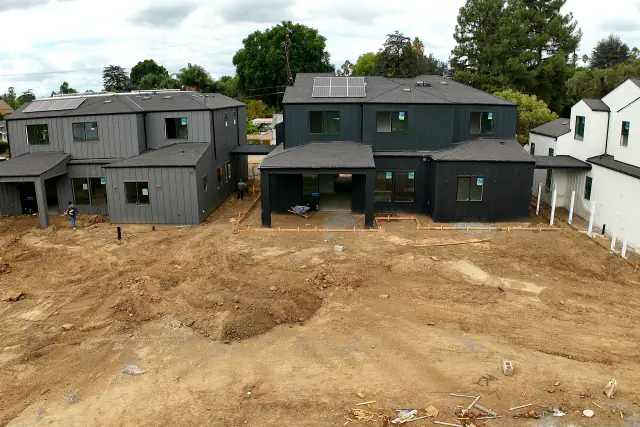 Three new homes and a graded backyard on an SB 9 investor project in Northridge
